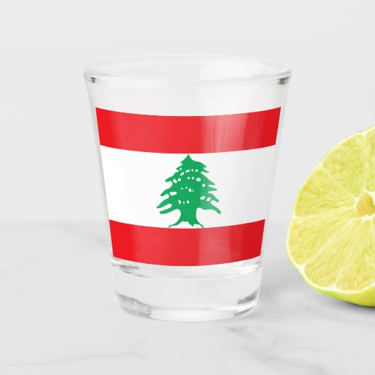 Libanese vlag (Libanese vlag) Shot Glas (Voorkant)