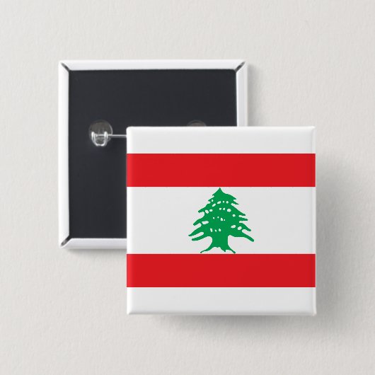 Libanese vlag (Libanese vlag) Vierkante Button 5,1 Cm (Voorkant /achterkant)