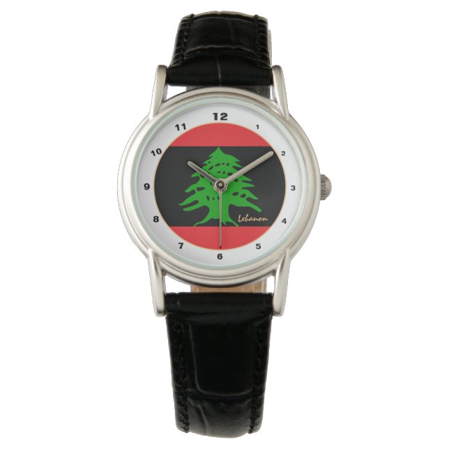 Libanese vlag & Libanon BLK trendy mode / design Horloge (Voorkant)