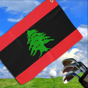 Libanese vlag & Libanon golfvakantie/sport Black Golfhanddoek