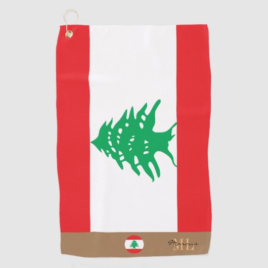 Libanese vlag & Libanon monogrammen/golfhanddoek Golfhanddoek (Voorkant)