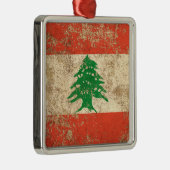  Libanese vlag met ruw ouderdom Metalen Ornament (Rechts)
