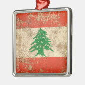  Libanese vlag met ruw ouderdom Metalen Ornament (Links)