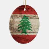 Libanese vlag op oude houten korrel keramisch ornament (Rechts)