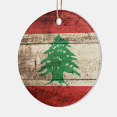 Libanese vlag op oude houten korrel keramisch ornament (Links)
