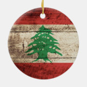 Libanese vlag op oude houten korrel keramisch ornament (Achterkant)