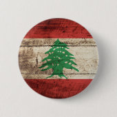 Libanese vlag op oude houten korrel ronde button 5,7 cm (Voorkant)