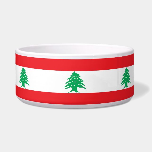 Libanese vlag Pet Bowl Voerbakje (Voorkant)
