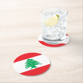 Libanese vlag ronde kartonnen onderzetter