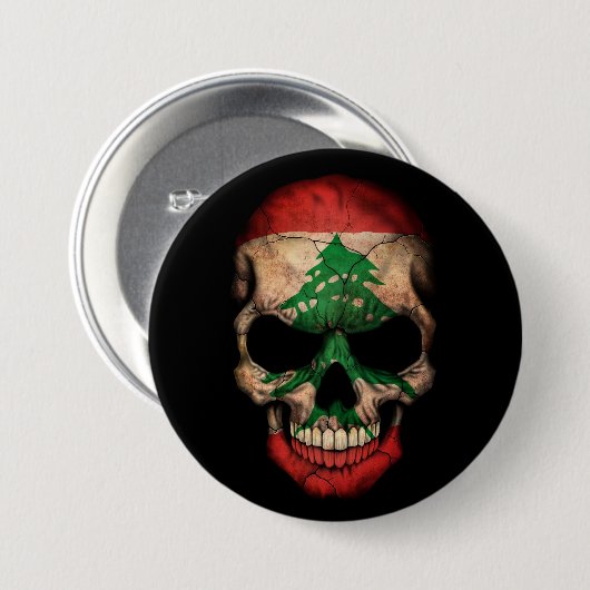 Libanese vlag Schattig op zwart Ronde Button 7,6 Cm (Voorkant /achterkant)