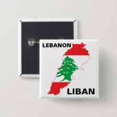 Libanese vlag vierkante button 5,1 cm (Voorkant /achterkant)