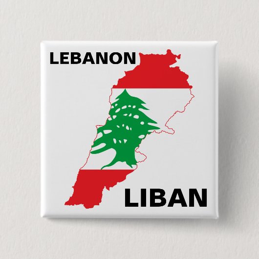 Libanese vlag vierkante button 5,1 cm (Voorkant)