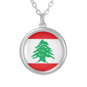 Libanese vlag - vlag van Libanon ع ل ب ا ل م Zilver Vergulden Ketting