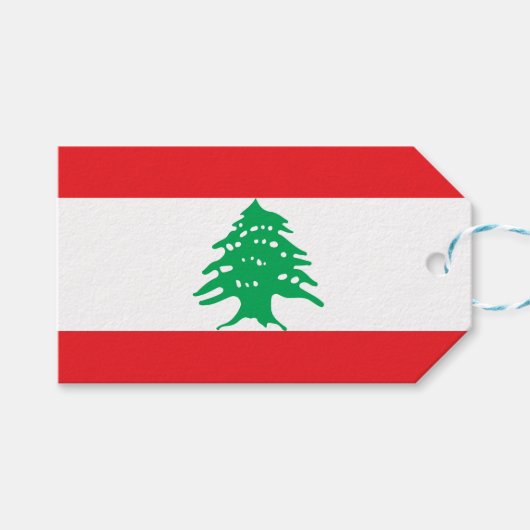Libanese Vlag (Vlag van Libanon) Cadeaulabel (Voorkant (Horizontaal))