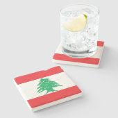 Libanese Vlag (Vlag van Libanon) Stenen Onderzetter (Zijkant)