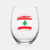 Libanese vlag wijnglas zonder voet (Voorkant)