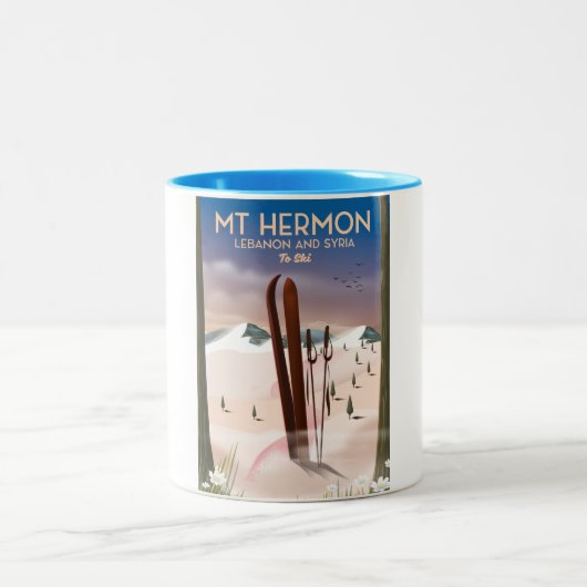 Libanon en Syria Mt Hermon Ski Tweekleurige Koffiemok (Center)