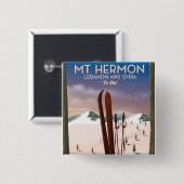 Libanon en Syrië Mt Hermon Ski Vierkante Button 5,1 Cm (Voorkant /achterkant)