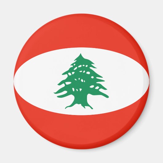 Libanon Fisheye Vlag Magneet (Voorkant)