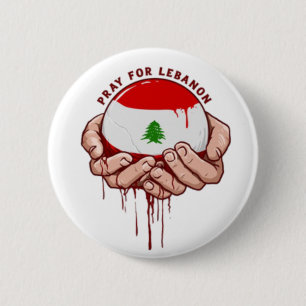 Libanon Gebeds Speld Knop Ronde Button 5,7 Cm