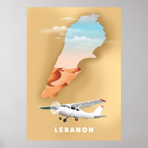 Libanon geïllustreerde kaart poster