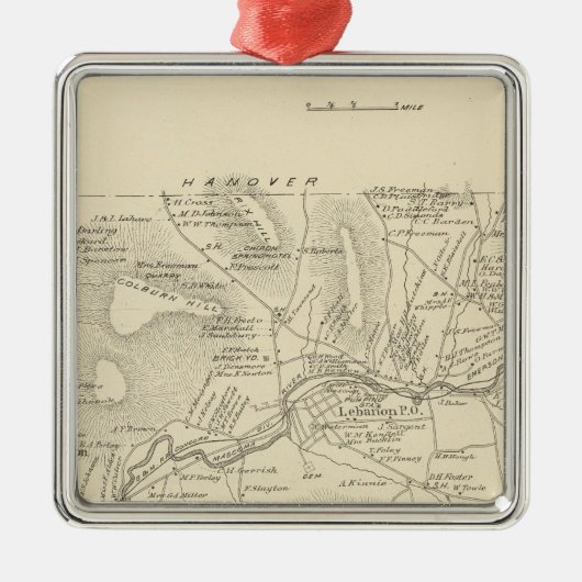 Libanon, Grafton Co. Metalen Ornament (Voorkant)