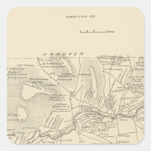 Libanon, Grafton Co. Vierkante Sticker (Voorkant)