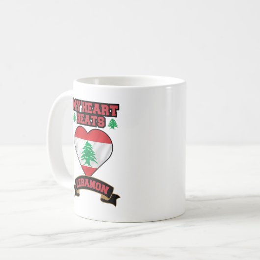 Libanon Hart Vlag Liefde Trots Steun Vrijheid Koffiemok (Voorkant links)