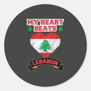 Libanon Hart Vlag Liefde Trots Steun Vrijheid Ronde Sticker