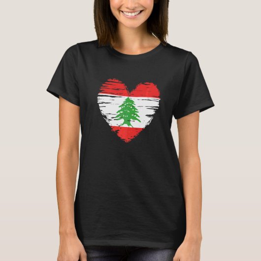 Libanon Heart Libanese vlag Libanese Pride T-shirt (Voorkant)
