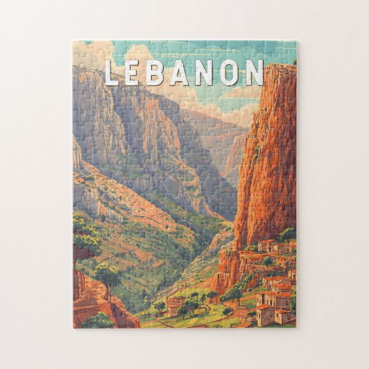 Libanon Illustratie Reis Kunst Vintage Legpuzzel (Verticaal)