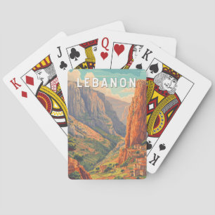 Libanon Illustratie Reis Kunst Vintage Pokerkaarten