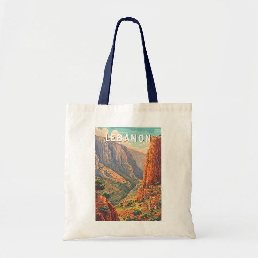 Libanon Illustratie Reis Kunst Vintage Tote Bag (Voorkant)