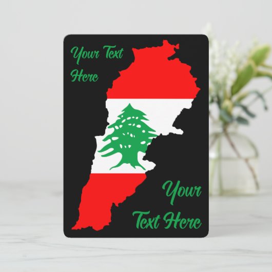 Libanon kaart met vlag (Staand voorkant)