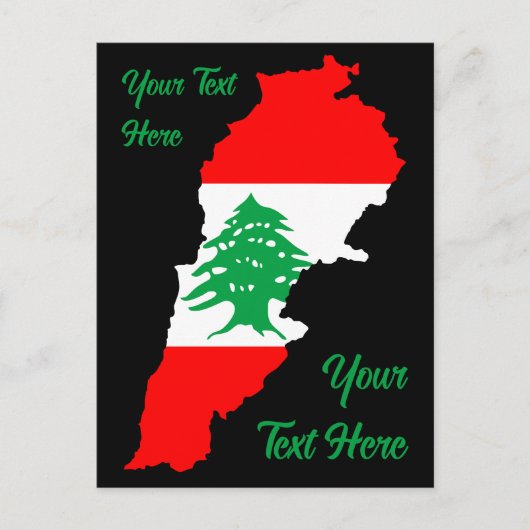 Libanon kaart met vlag (Voorkant)