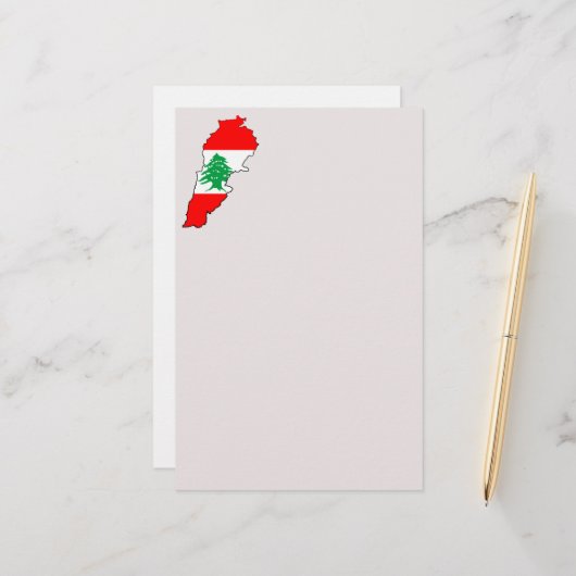 Libanon kaart met vlag (Voorkant / Achterkant in situ)