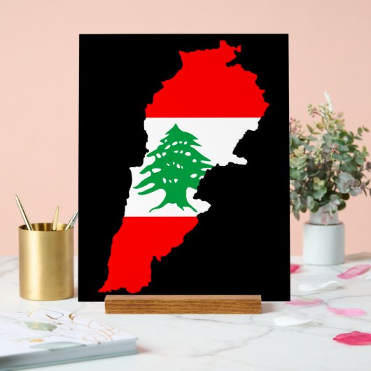 Libanon kaart met vlag acryl bord (Huwelijk)