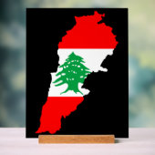 Libanon kaart met vlag acryl bord (Neutraal)