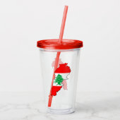 Libanon kaart met vlag acryl drinkbeker (Achterkant)