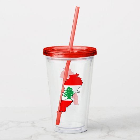 Libanon kaart met vlag acryl drinkbeker (Achterkant)