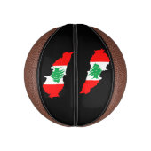 Libanon kaart met vlag basketbal (Verticaal)