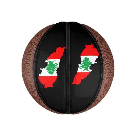 Libanon kaart met vlag basketbal (Verticaal)