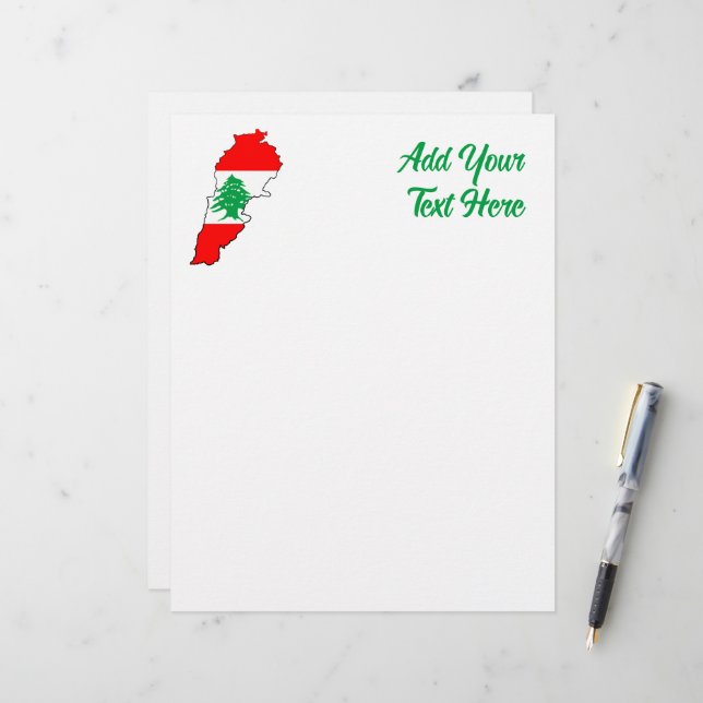 Libanon kaart met vlag briefhoofd (Voorkant / Achterkant in situ)