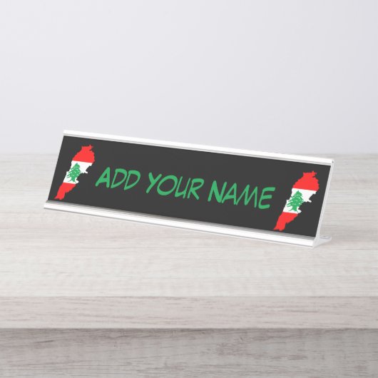 Libanon kaart met vlag bureau naambordje (Voorkant)