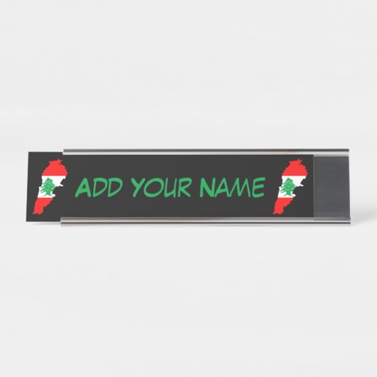 Libanon kaart met vlag bureau naambordje (Voorkant)