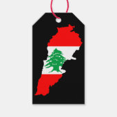 Libanon kaart met vlag cadeaulabel (Voorkant)