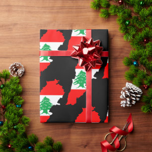 Libanon kaart met vlag cadeaupapier