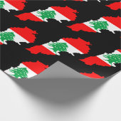 Libanon kaart met vlag cadeaupapier (Hoek)