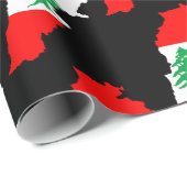 Libanon kaart met vlag cadeaupapier (Rol Hoek)