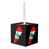 Libanon kaart met vlag decoratie (Achter hoekig)